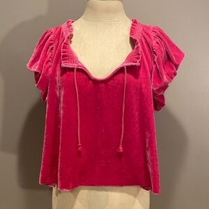 Free People Pink Velvet top size xs